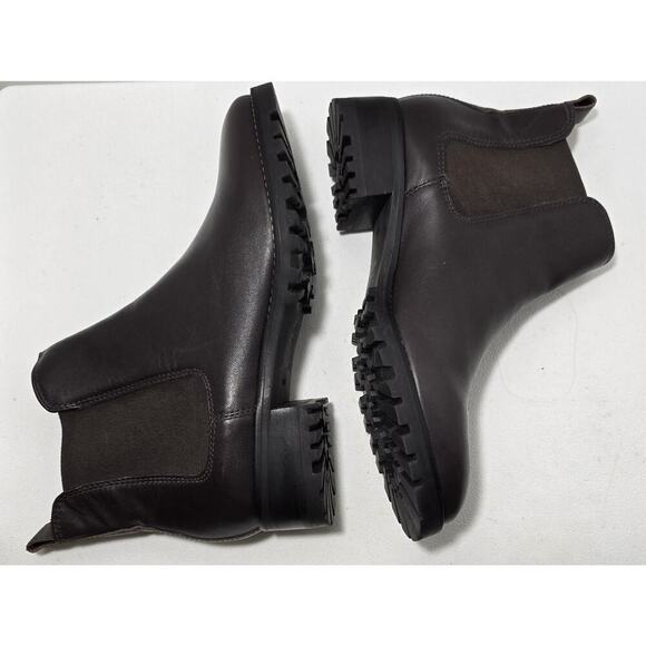 Talbots Leather Ankle Boots Gored Stretch Pull On Round Toe Dark Brown Size 10 M - Picture 6 of 10